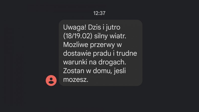 OSTRZEŻENIE PRZED SILNYM WIATREM